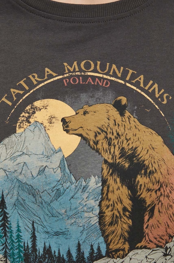 T-shirt bawełniany damski z kolekcji Tatrzański Park Narodowy x Medicine kolor szary RS24-TSDA58