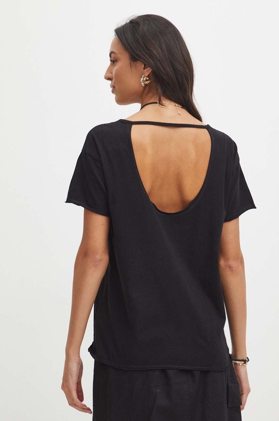 Bavlněné tričko dámské s potiskem Metallica černá barva černá RS24-TSDB53