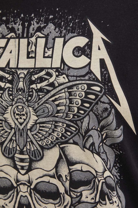 Bavlněné tričko dámské s potiskem Metallica černá barva RS24-TSDB53