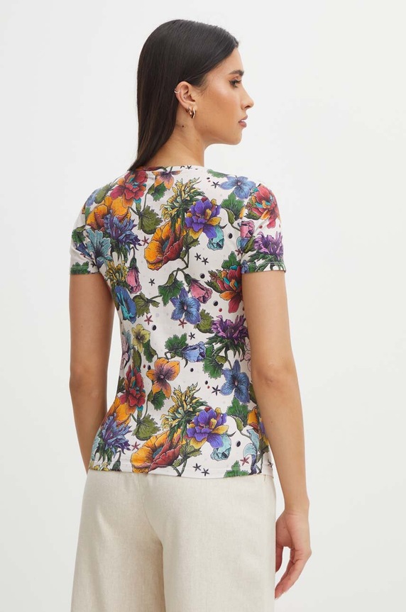 Oblečení Bavlněné tričko béžová barva RS24-TSDC02 béžová