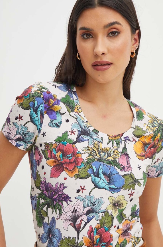 Bavlněné tričko béžová barva béžová RS24-TSDC02