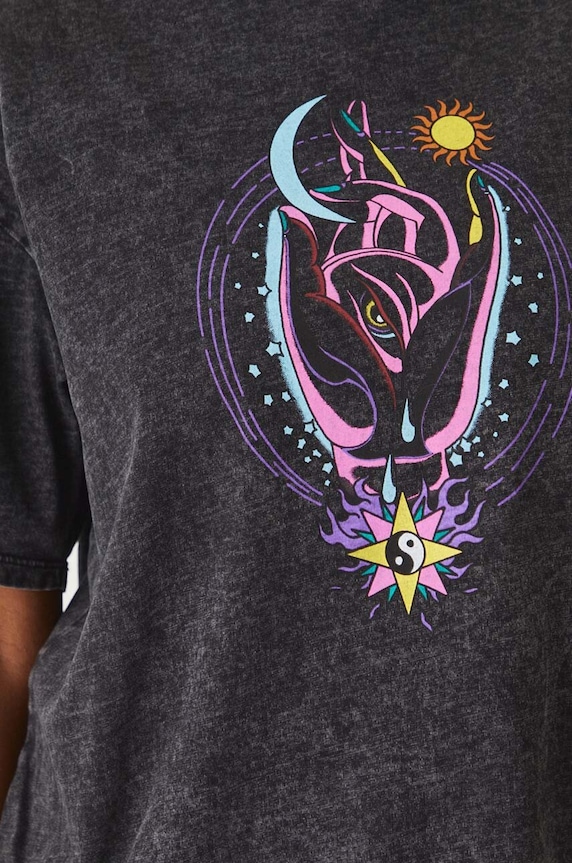 T-shirt bawełniany damski z nadrukiem Tattoo Art by Oliwia Zaciera - Spirit Voyager kolor szary RS24-TSDC51 szary