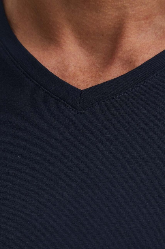 T-shirt bawełniany męski z elastanem gładki kolor granatowy RS24-TSM054 granatowy
