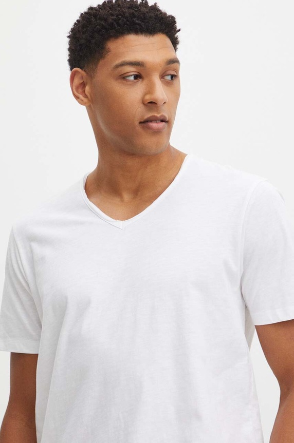 T-shirt bawełniany męski gładki kolor biały biały RS24-TSM094