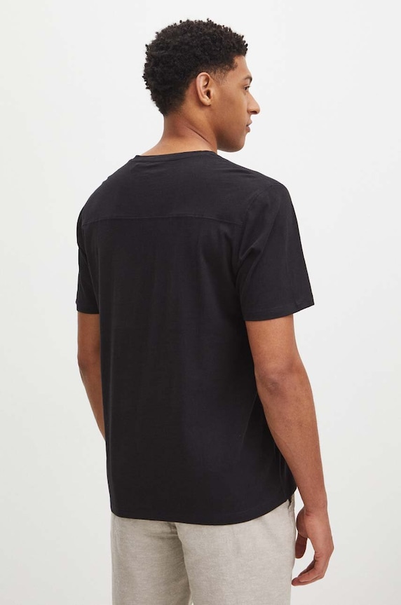 Odzież T-shirt bawełniany męski gładki kolor czarny RS24.TSM095 czarny