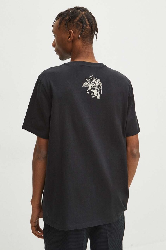 T-shirt bawełniany męski z kolekcji Zodiak - Strzelec kolor szary szary RS24.TSM155