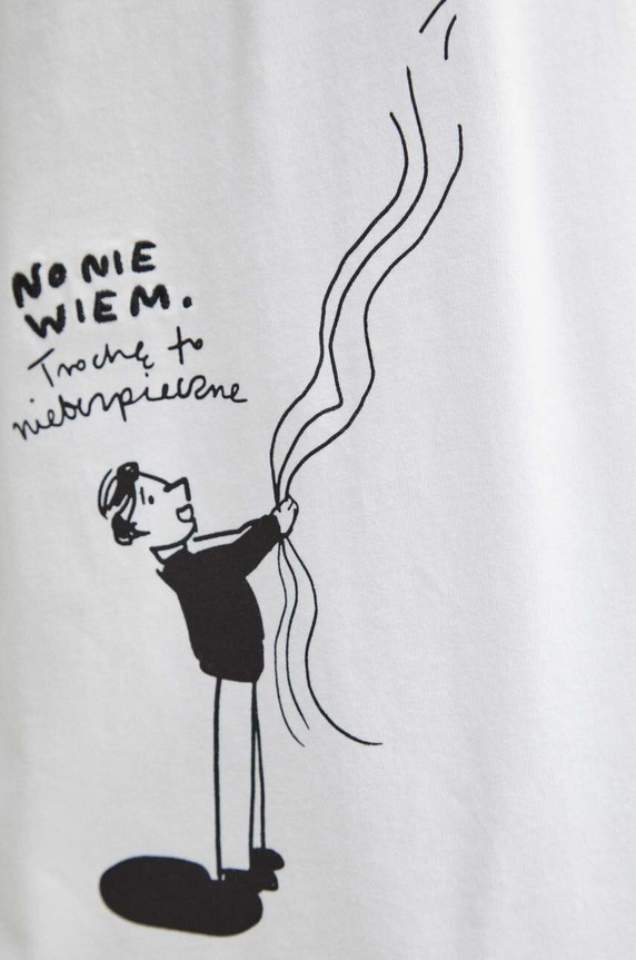 T-shirt bawełniany męski by Magda Danaj - Porysunki kolor biały RS24.TSM212 biały