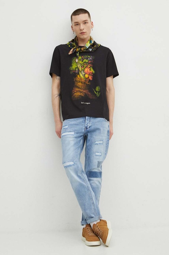 T-shirt bawełniany męski z kolekcji Eviva L'arte kolor czarny RS24.TSM263 czarny RS24