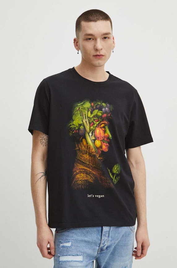 Odzież T-shirt bawełniany męski z kolekcji Eviva L'arte kolor czarny RS24.TSM263 czarny