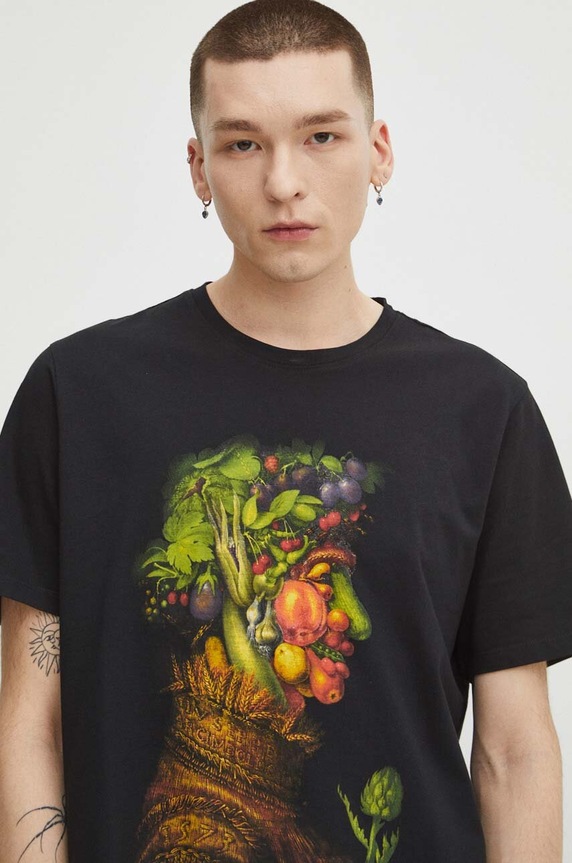 T-shirt bawełniany męski z kolekcji Eviva L'arte kolor czarny RS24.TSM263 czarny