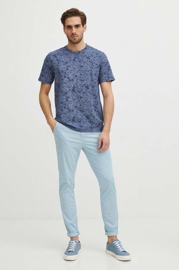 T-shirt bawełniany męski kolor granatowy RS24-TSM620 granatowy RS24