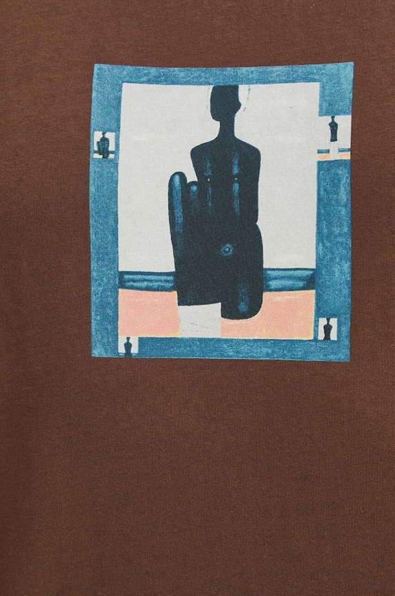 T-shirt bawełniany męski z kolekcji Jerzy Nowosielski x Medicine kolor brązowy RS24.TSM677