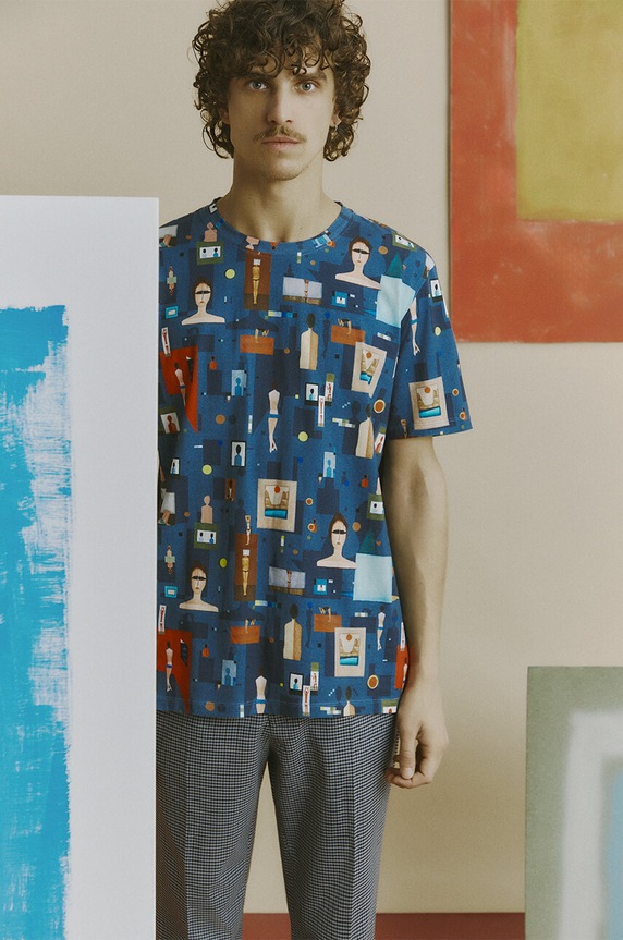 T-shirt bawełniany męski z kolekcji Jerzy Nowosielski x Medicine kolor multicolor bawełna multicolor RS24-TSM682