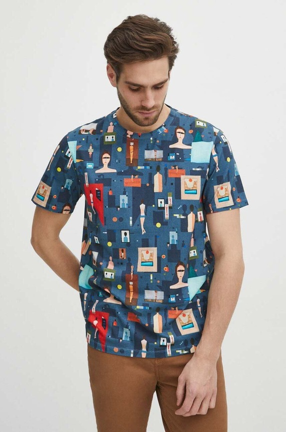 T-shirt bawełniany męski z kolekcji Jerzy Nowosielski x Medicine kolor multicolor RS24-TSM682 multicolor