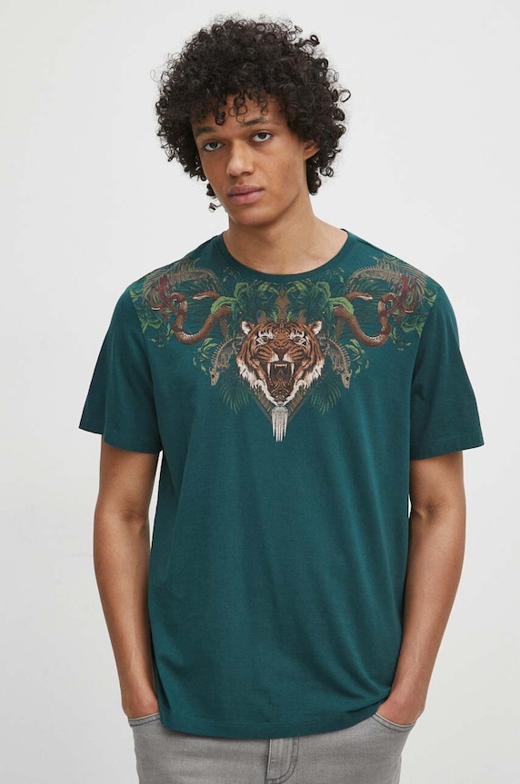 Medicine t-shirt bawełniany nadruk turkusowy RS24-TSM706