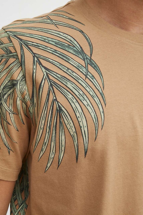 T-shirt bawełniany męski kolor beżowy RS24-TSM710 beżowy