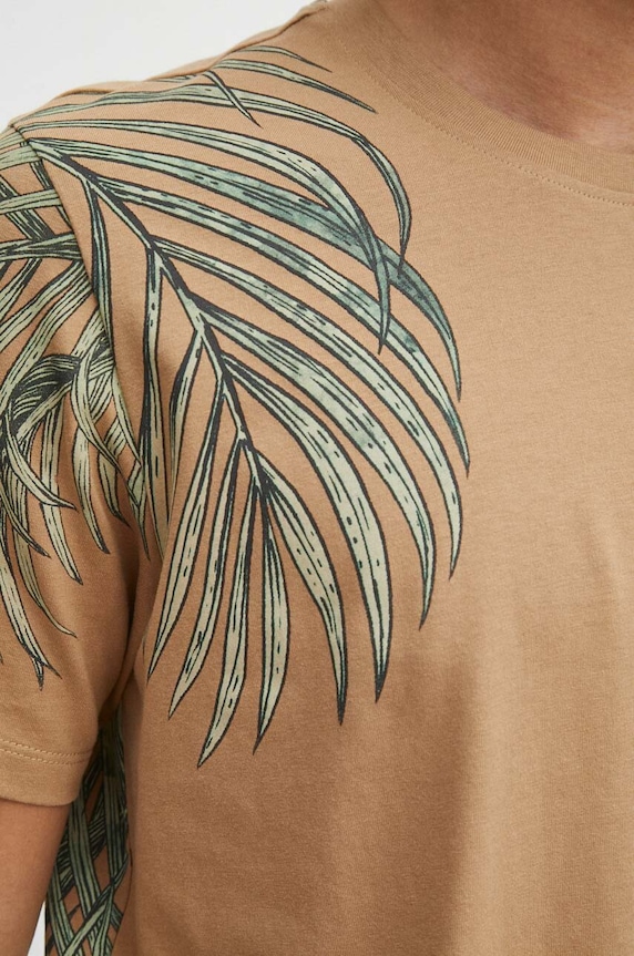 T-shirt bawełniany męski kolor beżowy RS24-TSM710 beżowy