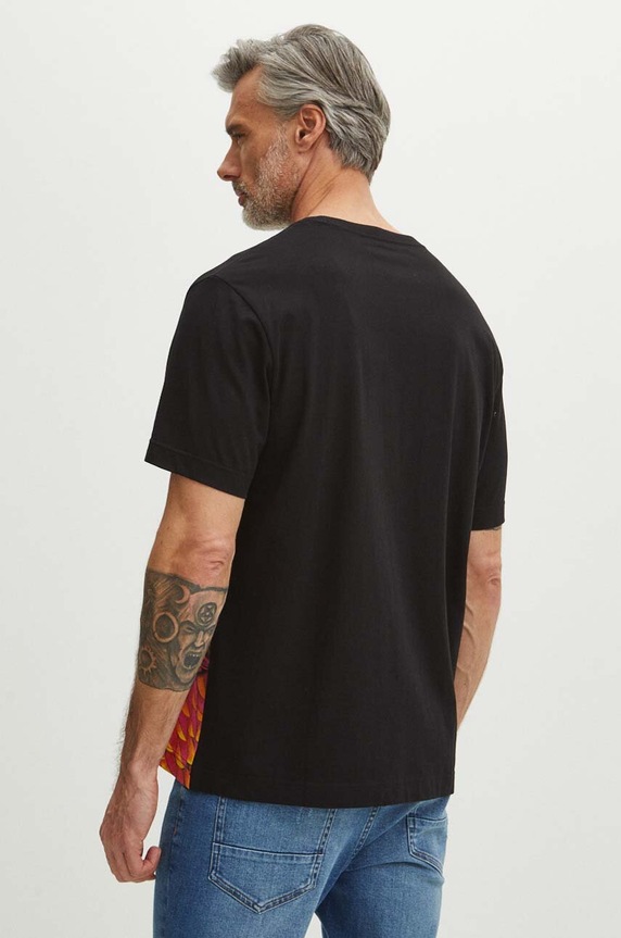 T-shirt bawełniany męski z kolekcji Jane Tattersfield x Medicine kolor czarny RS24-TSM852 czarny