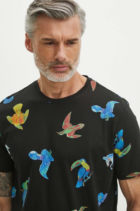 T-shirt bawełniany męski z kolekcji Jane Tattersfield x Medicine kolor czarny RS24-TSM856 czarny