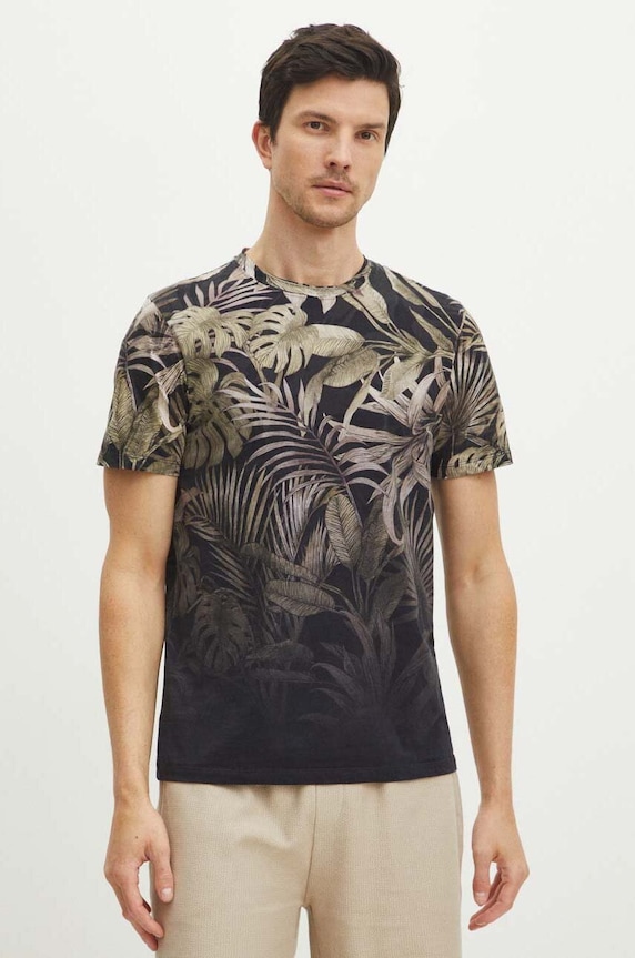 T-shirt bawełniany męski kolor czarny bawełna czarny RS24.TSMA24