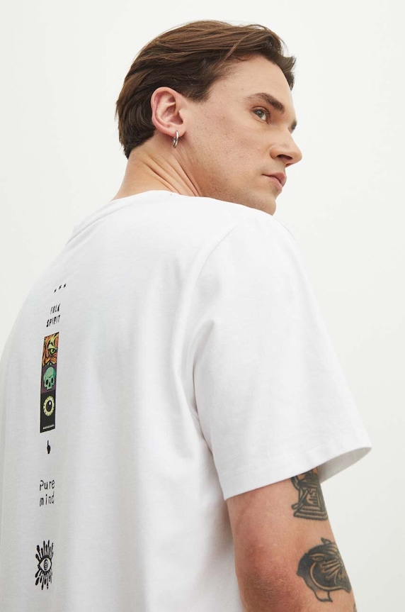 T-shirt bawełniany męski kolor biały biały RS24.TSMB18