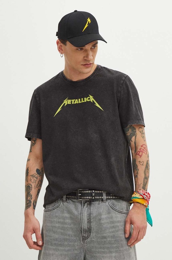 T-shirt bawełniany męski z nadrukiem Metallica kolor czarny RS24-TSMB53 czarny RS24