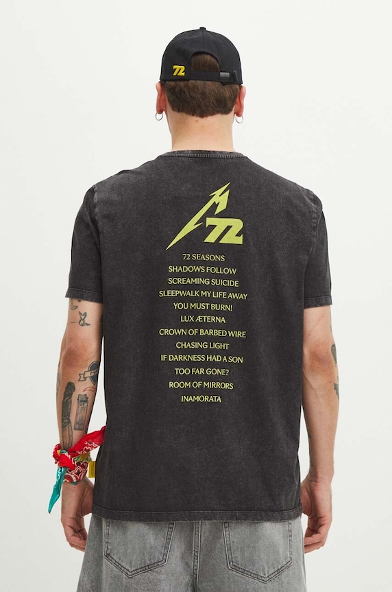T-shirt bawełniany męski z nadrukiem Metallica kolor czarny czarny RS24-TSMB53