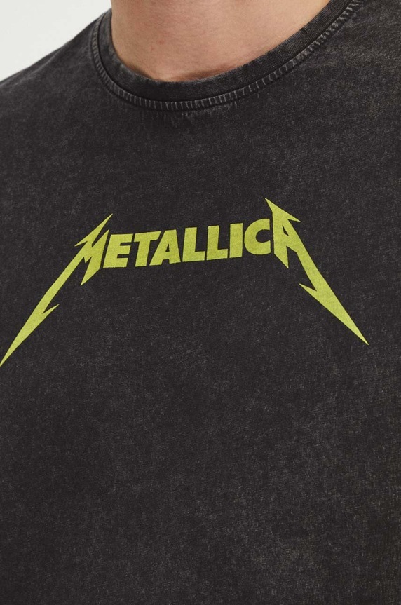 T-shirt bawełniany męski z nadrukiem Metallica kolor czarny RS24-TSMB53