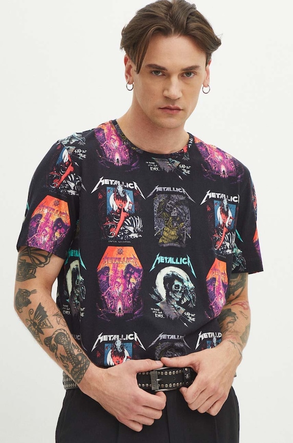 T-shirt bawełniany męski Metallica kolor czarny RS24-TSMB56 czarny RS24
