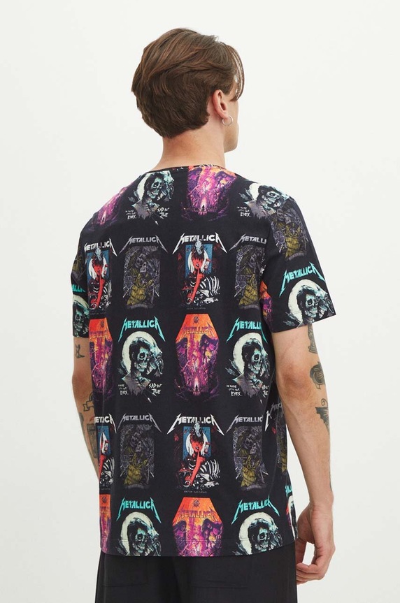 T-shirt bawełniany męski Metallica kolor czarny czarny RS24-TSMB56