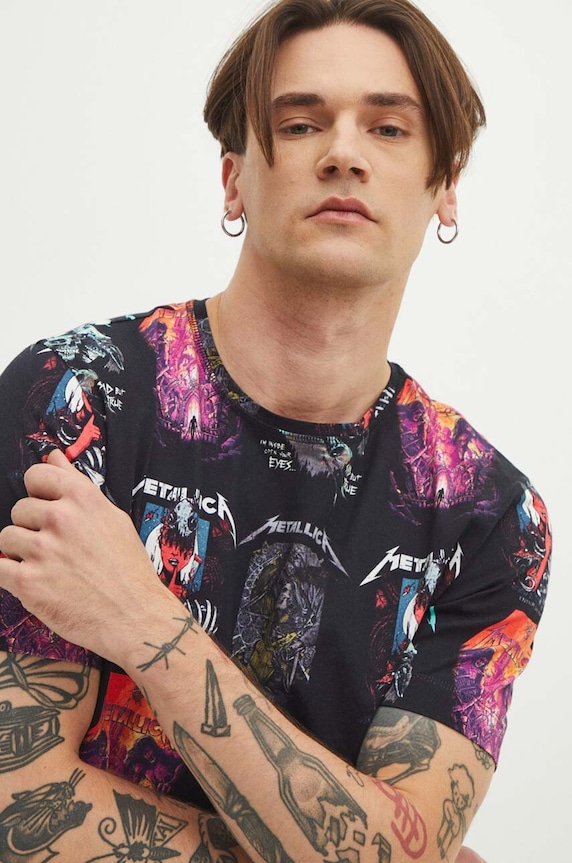 T-shirt bawełniany męski Metallica kolor czarny RS24-TSMB56 czarny