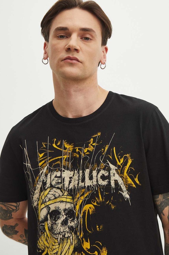 Bavlnené tričko pánske s potlačou Metallica čierna farba RS24.TSMB60 čierna RS24