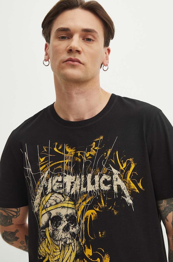 Bavlnené tričko pánske s potlačou Metallica čierna farba RS24.TSMB60 čierna RS24