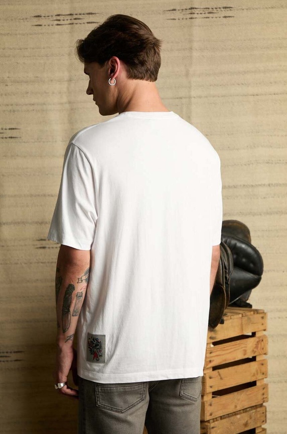 T-shirt bawełniany męski z nadrukiem Tattoo Art by Oliwia Zaciera - Spirit Voyager kolor biały biały RS24-TSMC50