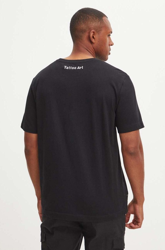 T-shirt bawełniany męski Tattoo Art by Rafał Czerkas - Rafsmiler kolor czarny czarny RS24-TSMC53