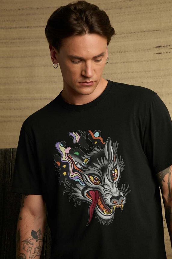 Oblečenie Bavlnené tričko pánske s potlačou Tattoo Art čierna farba RS24.TSMC54 čierna