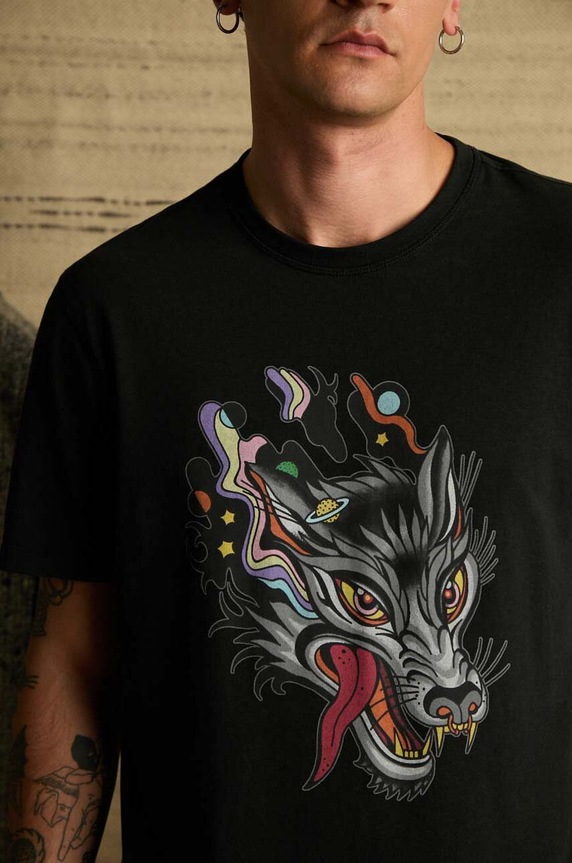 Bavlnené tričko pánske s potlačou Tattoo Art čierna farba RS24.TSMC54 čierna