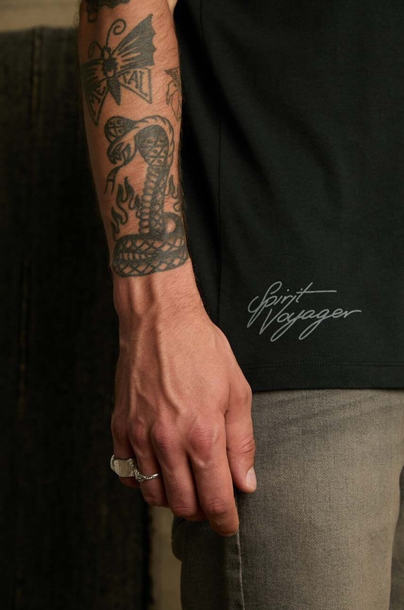 Bavlnené tričko pánske s potlačou Tattoo Art čierna farba RS24.TSMC54