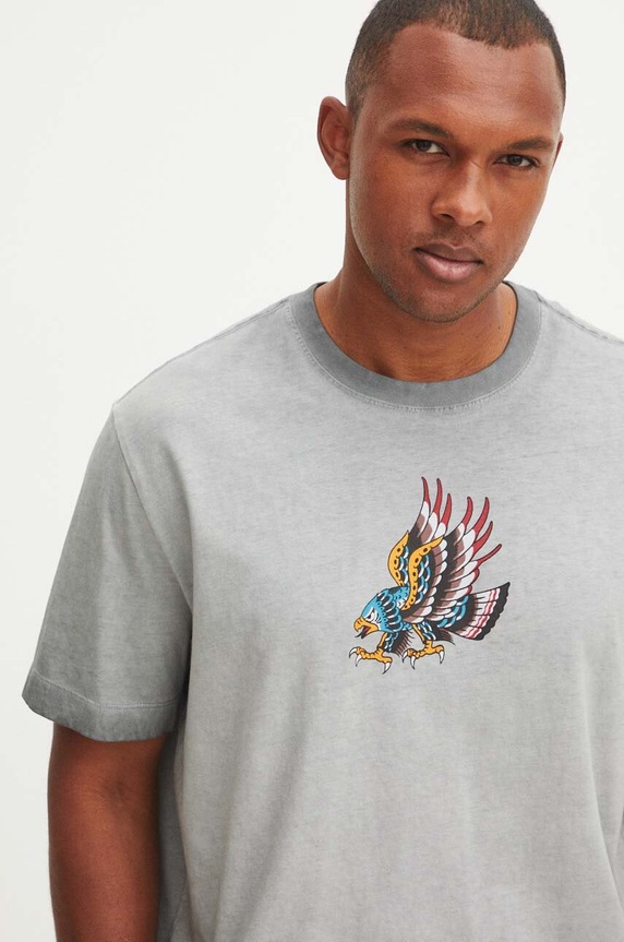 T-shirt bawełniany męski z nadrukiem Tattoo Art by Rafał Czerkas - Rafsmiler kolor szary RS24-TSMC57 szary
