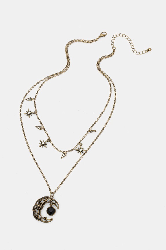 Naszyjnik damski z ozdobnymi zawieszkami kolor złoty złoty RS25-AKD105