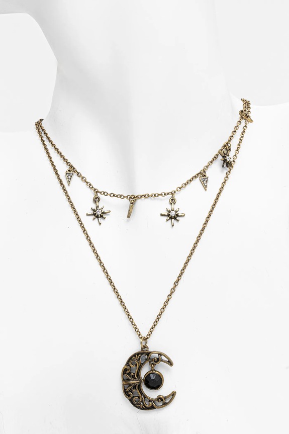 Akcesoria Naszyjnik damski z ozdobnymi zawieszkami kolor złoty RS25-AKD105 złoty