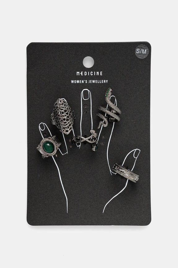 Doplňky Prstýnky dámské s ozdobnými prvky (5-pack) černá barva RS25-APD500 černá