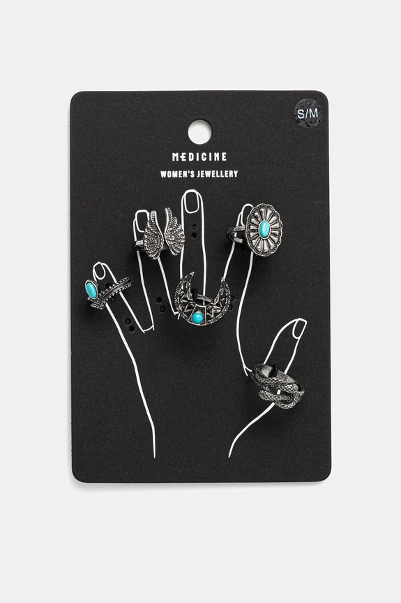 Akcesoria Pierścionki damskie z ozdobnymi elementami (5-pack) RS25.APDB00 srebrny