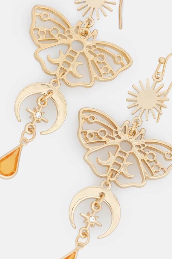 Kolczyki damskie z ozdobnymi zawieszkami kolor złoty RS25-AUD304 złoty RS25