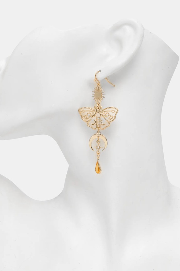 Akcesoria Kolczyki damskie z ozdobnymi zawieszkami kolor złoty RS25-AUD304 złoty