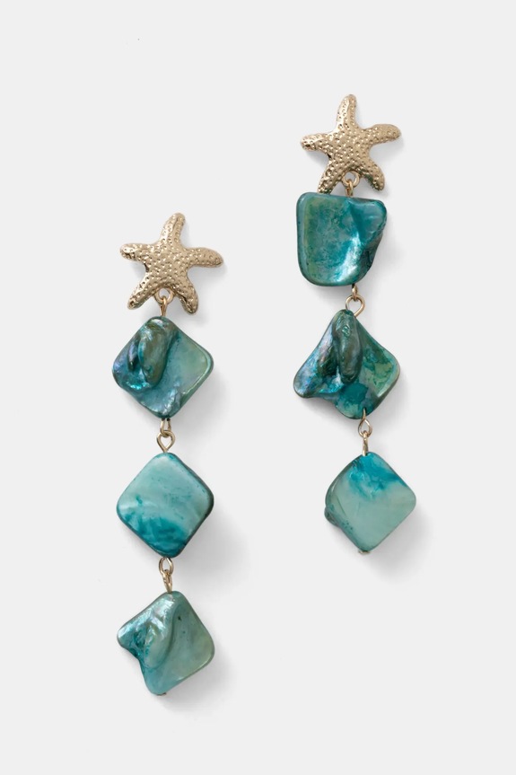 Kolczyki damskie z muszlą kolor turkusowy RS25.AUD702 turkusowy RS25