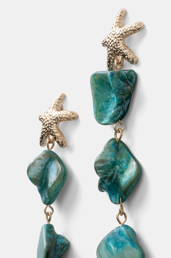 Akcesoria Kolczyki damskie z muszlą kolor turkusowy RS25.AUD702 turkusowy