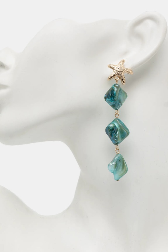 Kolczyki damskie z muszlą kolor turkusowy turkusowy RS25.AUD702