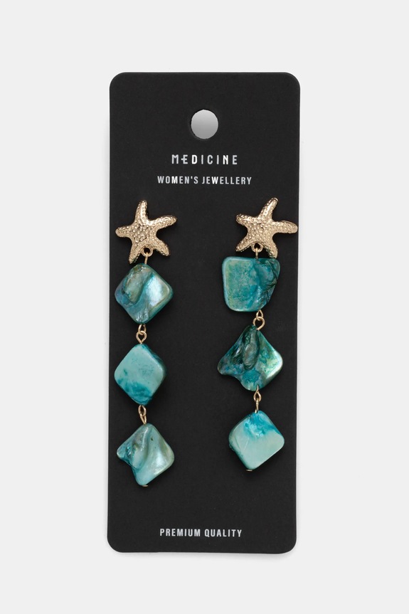 Kolczyki damskie z muszlą kolor turkusowy RS25.AUD702 turkusowy