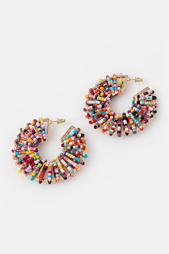 Kolczyki damskie z koralikami kolor multicolor multicolor RS25.AUD901